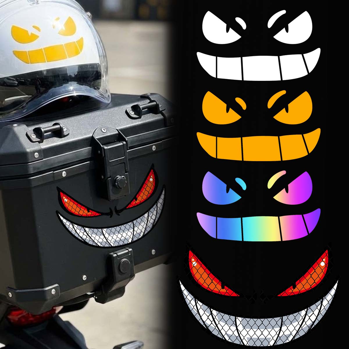 Scooter Helmet Set - JDM デーモンアイズ ゲンガー 反射型 バイクステッカー オートバイ