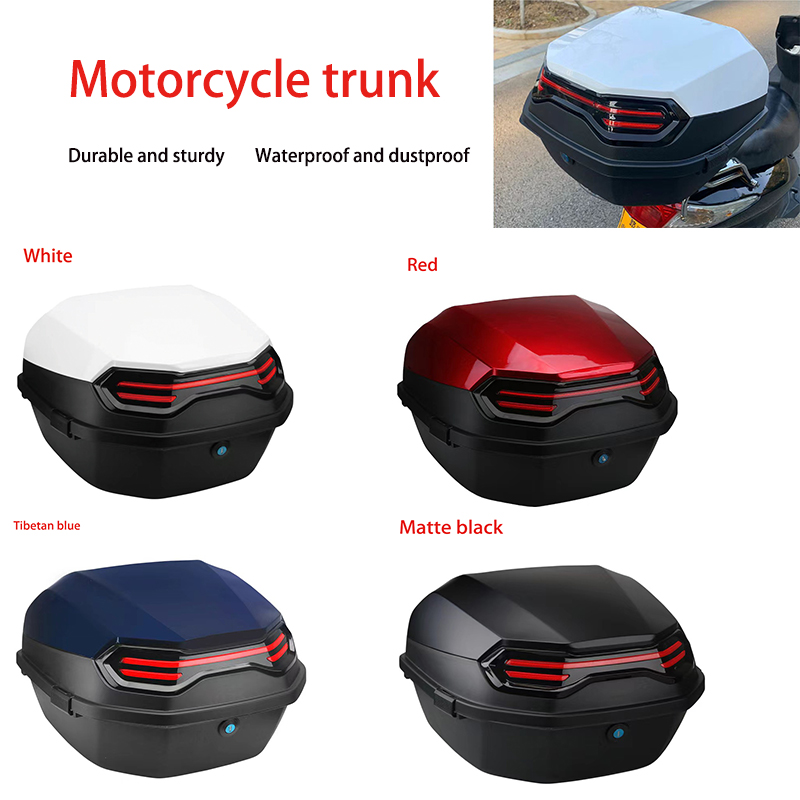 Scooter Helmet Set - オートバイのテールボックススクーターブーツトランククール ABS + PP ソリッドケースフルヘルメット収納オーガナイザーボックステールボックスバック