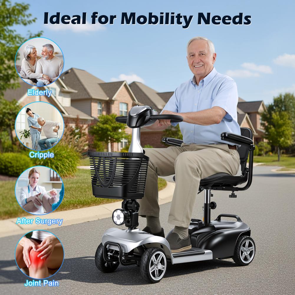 LEDライト、バスケット、充電器付きモビリティスクーター、4 - Electric Scooter Charger のレビューと価格