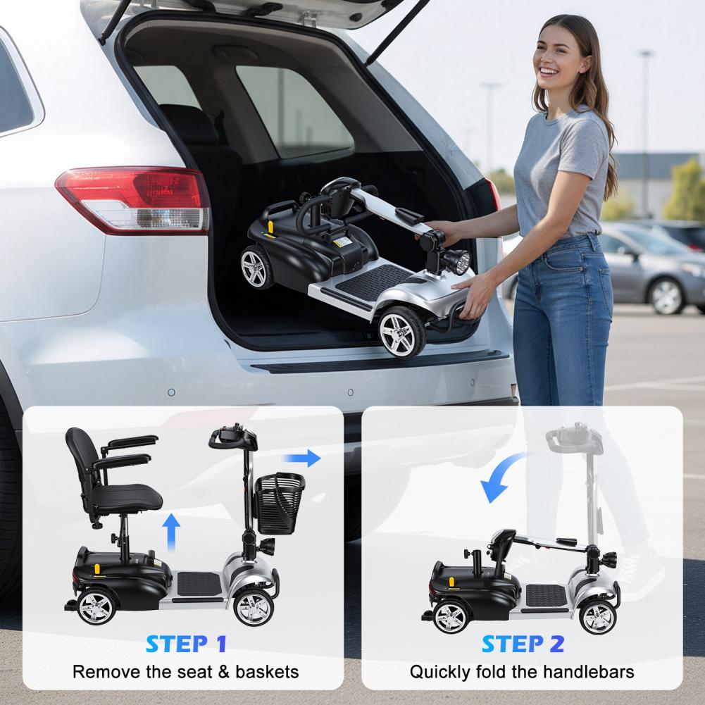 LEDライト、バスケット、充電器付きモビリティスクーター、4 - Electric Scooter Charger のレビューと価格