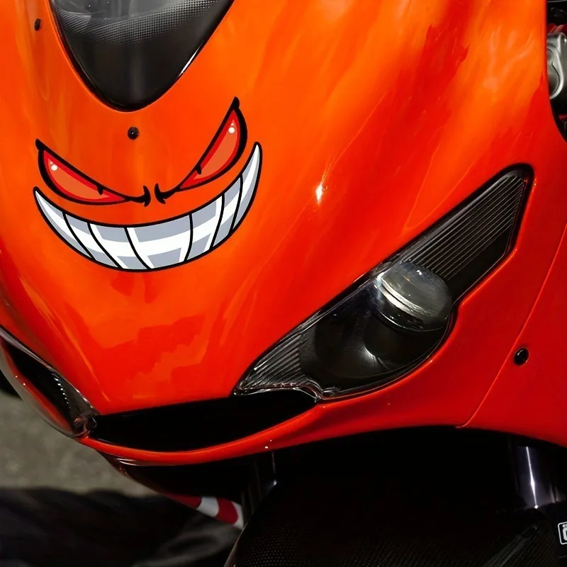 邪悪な顔の面白いバイクステッカーセット、防水ビニールデカール - Scooter Helmet Set のレビューと価格