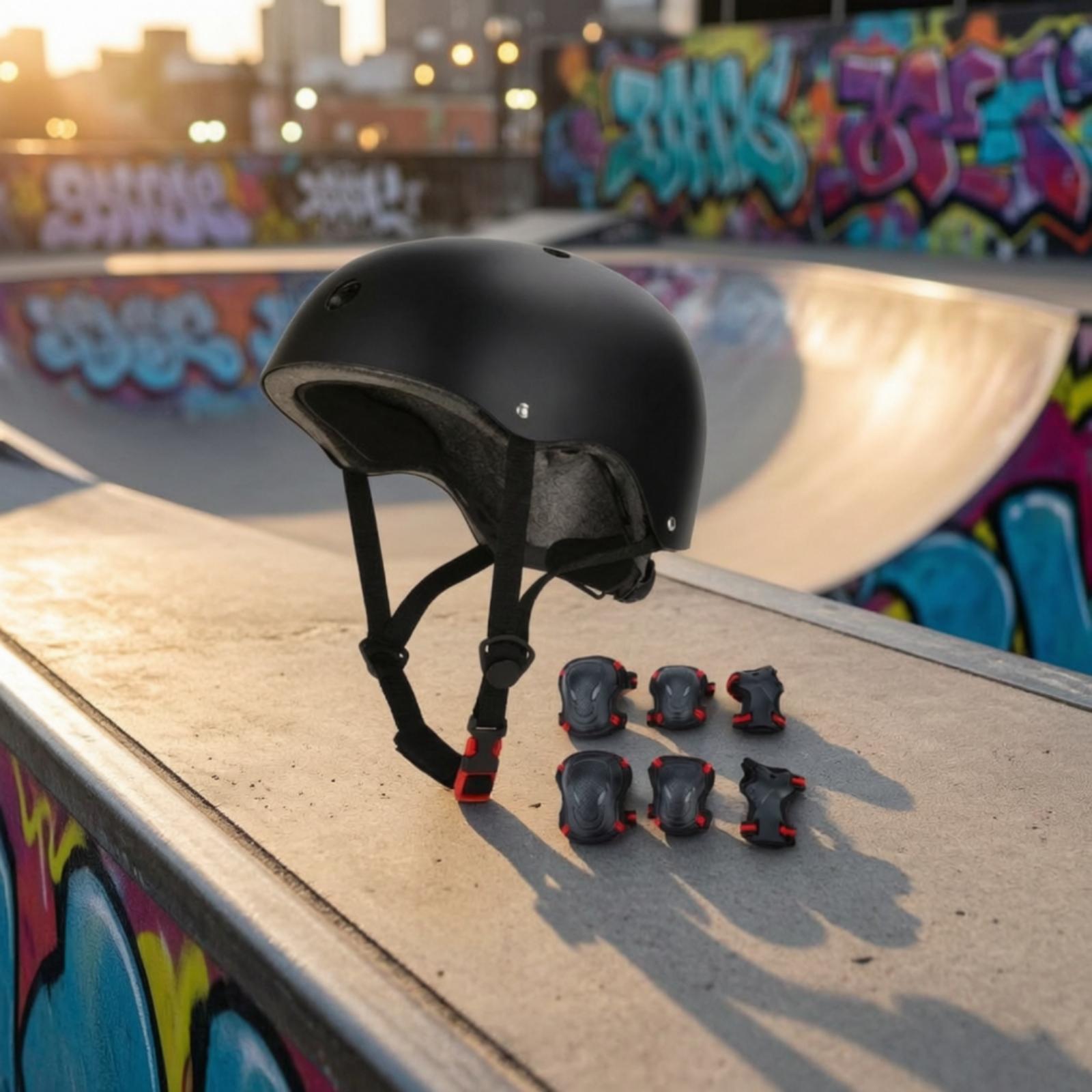 ABS製ハードシェルスケートヘルメット。膝パッド、肘パッド、 - Scooter Helmet Set のレビューと価格