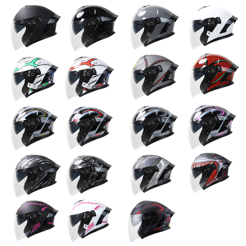 715 オートバイ オープンフェイスヘルメット 男女兼用 ダ - Scooter Helmet Set のレビューと価格